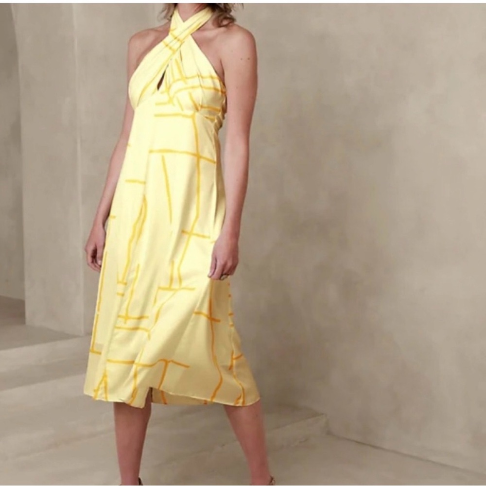 Banana Republic Yellow Cross Over Midi Maxi Sundress NWT Size 10 Summer Romantic